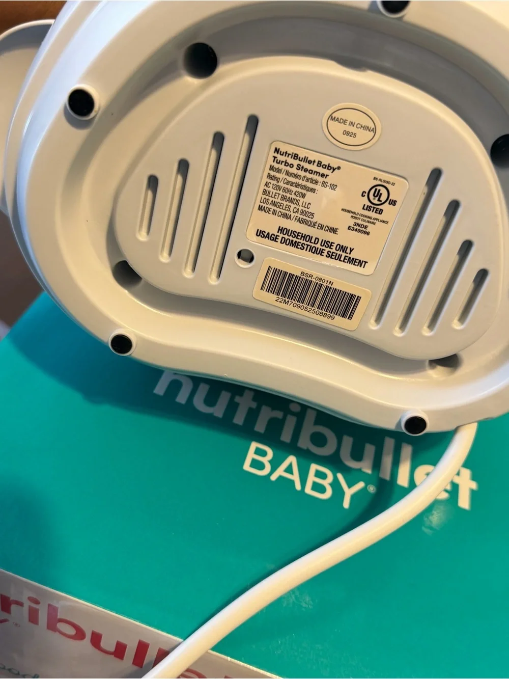 Nutribullet Baby Turbo Steamer - White with Mint Trays